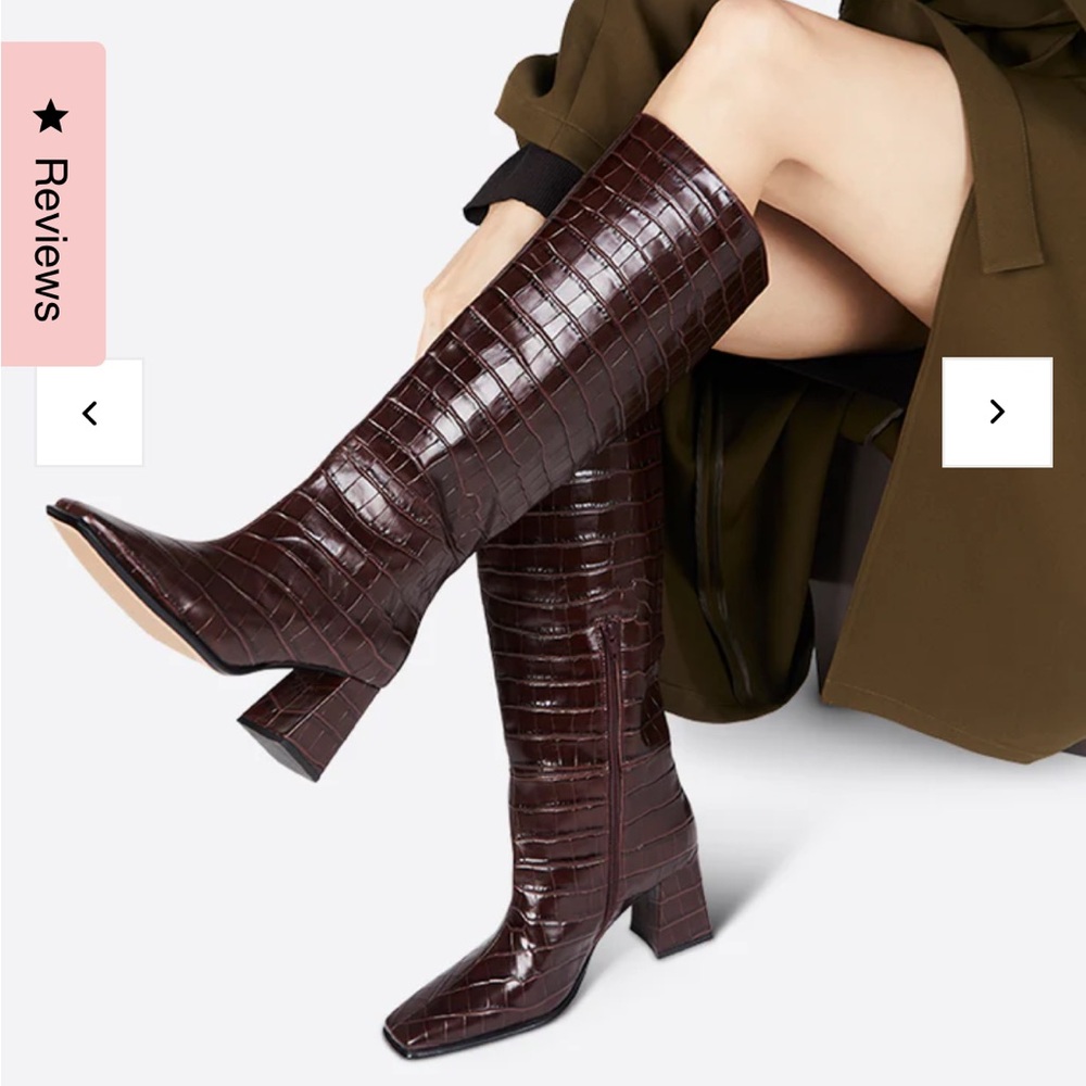 Intentionally Blank Leather Embossed Maroon Boot NWOT